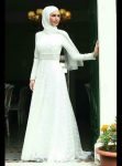 Kemer detaylı beyaz nikah elbisesi
